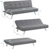 Giantex 3-Seat Convertible Sofa Bed, Sofa Bed w/ 3 Adjustable Angles, Line Fabric & High-Density Sponge, Durable Wood Frame &Sturdy Stainless-Steel Feet, Suitable for Living Room, Bedroom