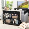 Giantex 3-Tier Console Table with Drawers, Narrow Entryway Table w/Storage Shelves, X-Design Sofa Side Tables for Hallway, Modern Entry Tables for Foyer Living Room Bedroom (Black)(Black)