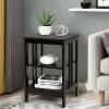 Giantex 3-Tier Nightstand, Modern Side Table with Storage Shelves and Reinforced Bars, Versatile Bedside Tables, Wooden End Table Night Stand for Bedroom, Living Room, Easy Assembly, Black(Espresso)