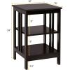 Giantex 3-Tier Nightstand, Modern Side Table with Storage Shelves and Reinforced Bars, Versatile Bedside Tables, Wooden End Table Night Stand for Bedroom, Living Room, Easy Assembly, Black(Espresso)
