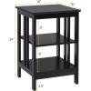 Giantex 3-Tier Nightstand, Modern Side Table with Storage Shelves and Reinforced Bars, Versatile Bedside Tables, Wooden End Table Night Stand for Bedroom, Living Room, Easy Assembly, Black(Black)
