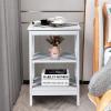 Giantex 3-Tier Nightstand, Modern Side Table with Storage Shelves and Reinforced Bars, Versatile Bedside Tables, Wooden End Table Night Stand for Bedroom, Living Room, Easy Assembly, Black(Grey)