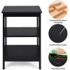 Giantex 3-Tier Nightstand, Modern Side Table with Storage Shelves and Reinforced Bars, Versatile Bedside Tables, Wooden End Table Night Stand for Bedroom, Living Room, Easy Assembly, Black(Black)