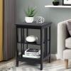 Giantex 3-Tier Nightstand, Modern Side Table with Storage Shelves and Reinforced Bars, Versatile Bedside Tables, Wooden End Table Night Stand for Bedroom, Living Room, Easy Assembly, Black(Black)