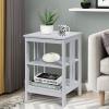 Giantex 3-Tier Nightstand, Modern Side Table with Storage Shelves and Reinforced Bars, Versatile Bedside Tables, Wooden End Table Night Stand for Bedroom, Living Room, Easy Assembly, Black(Grey)