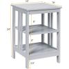 Giantex 3-Tier Nightstand, Modern Side Table with Storage Shelves and Reinforced Bars, Versatile Bedside Tables, Wooden End Table Night Stand for Bedroom, Living Room, Easy Assembly, Black(Grey)