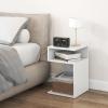 Giantex 3-Tier Side Table, S-Shaped End Table with 2 Open Storage Compartments, Wood Narrow Bedside Table, Modern Nightstand for Bedroom, Living Room, Small Spaces, Easy Assembly, White(1)