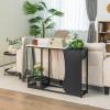 Giantex 43.5″ Console Table for Entryway – Modern Entry Table with Faux Marble Top, 2 Mesh Storage Compartments, Metal Frame, Foyer Table, Narrow Sofa Table for Living Room, Hallway, White + Black
