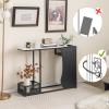 Giantex 43.5″ Console Table for Entryway – Modern Entry Table with Faux Marble Top, 2 Mesh Storage Compartments, Metal Frame, Foyer Table, Narrow Sofa Table for Living Room, Hallway, White + Black