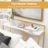 Giantex 47″ Console Table, Narrow Sofa Side Table w/White Faux Marble Tabletop & Golden Steel Frame, Space-Saving Foyer Tables for Entryway, Dining Room, Corridor, Living Room, Hallway Table