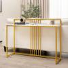 Giantex 47″ Console Table, Narrow Sofa Side Table w/White Faux Marble Tabletop & Golden Steel Frame, Space-Saving Foyer Tables for Entryway, Dining Room, Corridor, Living Room, Hallway Table