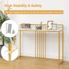 Giantex 47″ Console Table, Narrow Sofa Side Table w/White Faux Marble Tabletop & Golden Steel Frame, Space-Saving Foyer Tables for Entryway, Dining Room, Corridor, Living Room, Hallway Table