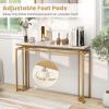 Giantex 47″ Entryway Console Table – Modern Hallway Table w/Gold Metal Frame & Anti-toppling Kit, Faux Marble Top, Long Sofa Side Table, Narrow Entryway Table for Living Room, Foyer, Entry Table
