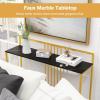 Giantex 47″ Entryway Console Table, Narrow Hallway Table w/Black Faux Marble Tabletop & Sturdy Gold Frame, Anti-Tipping Kits, Modern Foyer Table, Behind Couch Sofa Table for Living Room, Entry Table