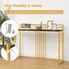 Giantex 47″ Entryway Console Table, Narrow Hallway Table w/Black Faux Marble Tabletop & Sturdy Gold Frame, Anti-Tipping Kits, Modern Foyer Table, Behind Couch Sofa Table for Living Room, Entry Table