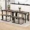 Giantex 4-Piece Dining Table Set for 4, Modern Kitchen Table and Chairs, Nesting Furniture Set with Bench & 2 Stools, Space-Saving Desk Set, Dinette Set for Small Place, Dining Room Restaurant (Brown)(Grey)