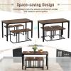 Giantex 4-Piece Dining Table Set for 4, Modern Kitchen Table and Chairs, Nesting Furniture Set with Bench & 2 Stools, Space-Saving Desk Set, Dinette Set for Small Place, Dining Room Restaurant (Brown)(Brown)