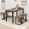 Giantex 4-Piece Dining Table Set for 4, Modern Kitchen Table and Chairs, Nesting Furniture Set with Bench & 2 Stools, Space-Saving Desk Set, Dinette Set for Small Place, Dining Room Restaurant (Brown)(Grey)