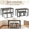 Giantex 4-Piece Dining Table Set for 4, Modern Kitchen Table and Chairs, Nesting Furniture Set with Bench & 2 Stools, Space-Saving Desk Set, Dinette Set for Small Place, Dining Room Restaurant (Brown)(Grey)