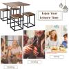 Giantex 5 Piece Dining Table Set, Dining Set for 4 with Square Stools, Small Kitchen Table Set with Metal Frame, Compact Design for Small Space, Home Kitchen Bar Pub Apartment(Walnut & Black)