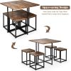 Giantex 5 Piece Dining Table Set, Dining Set for 4 with Square Stools, Small Kitchen Table Set with Metal Frame, Compact Design for Small Space, Home Kitchen Bar Pub Apartment(Walnut & Black)