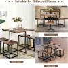 Giantex 5 Piece Dining Table Set, Dining Set for 4 with Square Stools, Small Kitchen Table Set with Metal Frame, Compact Design for Small Space, Home Kitchen Bar Pub Apartment(Walnut & Black)