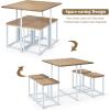 Giantex 5 Piece Dining Table Set, Dining Set for 4 with Square Stools, Small Kitchen Table Set with Metal Frame, Compact Design for Small Space, Home Kitchen Bar Pub Apartment(Beige & White)