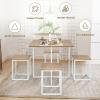Giantex 5 Piece Dining Table Set, Dining Set for 4 with Square Stools, Small Kitchen Table Set with Metal Frame, Compact Design for Small Space, Home Kitchen Bar Pub Apartment(Beige & White)