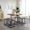 Giantex 5 Piece Dining Table Set, Dining Set for 4 with Square Stools, Small Kitchen Table Set with Metal Frame, Compact Design for Small Space, Home Kitchen Bar Pub Apartment(Walnut & Black)