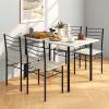 Giantex 5 Piece Dining Table Set, Kitchen Dining Set with Tempered Glass Table Top and 4 Chairs, Dinette Set for 4 for Breakfast Nook Dining Room Kitchen (Transparent)(Beech)