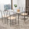 Giantex 5 Piece Dining Table Set, Kitchen Dining Set with Tempered Glass Table Top and 4 Chairs, Dinette Set for 4 for Breakfast Nook Dining Room Kitchen (Transparent)(Transparent)
