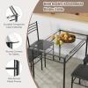 Giantex 5 Piece Dining Table Set, Kitchen Dining Set with Tempered Glass Table Top and 4 Chairs, Dinette Set for 4 for Breakfast Nook Dining Room Kitchen (Transparent)(Black)