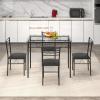 Giantex 5 Piece Dining Table Set, Kitchen Dining Set with Tempered Glass Table Top and 4 Chairs, Dinette Set for 4 for Breakfast Nook Dining Room Kitchen (Transparent)(Black)