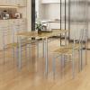 Giantex 5 Piece Dining Table Set, Kitchen Dining Set with Tempered Glass Table Top and 4 Chairs, Dinette Set for 4 for Breakfast Nook Dining Room Kitchen (Transparent)(Natural)