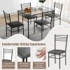 Giantex 5 Piece Dining Table Set, Kitchen Dining Set with Tempered Glass Table Top and 4 Chairs, Dinette Set for 4 for Breakfast Nook Dining Room Kitchen (Transparent)(Black)