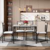 Giantex 5 Pieces Dining Table Set, Modern Rectangular Dining Table & Upholstered Chair Set w/Marble Tabletop, Kitchen Dining Room Furniture Set for 4, Space-Saving Dinette Set for Breakfast Nook, Grey