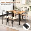 Giantex 5-Piece Dining Set, Modern Rectangular Dining Table & Upholstered Chair, Space-Saving Dinette Set for Dinner, Restaurant, Kitchen Dining Room Furniture for 4, Orange