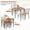 Giantex 5-Piece Dining Set, Modern Rectangular Dining Table & Upholstered Chair, Space-Saving Dinette Set for Dinner, Restaurant, Kitchen Dining Room Furniture for 4, Orange