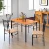 Giantex 5-Piece Dining Set, Modern Rectangular Dining Table & Upholstered Chair, Space-Saving Dinette Set for Dinner, Restaurant, Kitchen Dining Room Furniture for 4, Orange