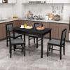 Giantex 5-Piece Dining Set for 4, Solid Wood Rectangular Table & 4 Chairs wtih Rubber Wood Legs, Kitchen Table and Chairs Set for Small Spaces Dinette Dining Room Restaurant (Rustic Brown)(Black+grey)