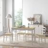 Giantex 5-Piece Dining Set for 4, Solid Wood Rectangular Table & 4 Chairs wtih Rubber Wood Legs, Kitchen Table and Chairs Set for Small Spaces Dinette Dining Room Restaurant (Rustic Brown)(Beige)