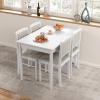 Giantex 5-Piece Dining Set for 4, Solid Wood Rectangular Table & 4 Chairs wtih Rubber Wood Legs, Kitchen Table and Chairs Set for Small Spaces Dinette Dining Room Restaurant (Rustic Brown)(White+beige)