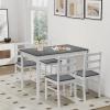 Giantex 5-Piece Dining Set for 4, Solid Wood Rectangular Table & 4 Chairs wtih Rubber Wood Legs, Kitchen Table and Chairs Set for Small Spaces Dinette Dining Room Restaurant (Rustic Brown)(Grey)