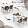 Giantex 5-Piece Dining Set for 4, Solid Wood Rectangular Table & 4 Chairs wtih Rubber Wood Legs, Kitchen Table and Chairs Set for Small Spaces Dinette Dining Room Restaurant (Rustic Brown)(White+brown)