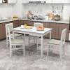Giantex 5-Piece Dining Set for 4, Solid Wood Rectangular Table & 4 Chairs wtih Rubber Wood Legs, Kitchen Table and Chairs Set for Small Spaces Dinette Dining Room Restaurant (Rustic Brown)(White+beige)