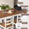 Giantex 5-Piece Dining Set for 4, Solid Wood Rectangular Table & 4 Chairs wtih Rubber Wood Legs, Kitchen Table and Chairs Set for Small Spaces Dinette Dining Room Restaurant (Rustic Brown)(Rustic Brown)