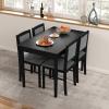 Giantex 5-Piece Dining Set for 4, Solid Wood Rectangular Table & 4 Chairs wtih Rubber Wood Legs, Kitchen Table and Chairs Set for Small Spaces Dinette Dining Room Restaurant (Rustic Brown)(Black+grey)