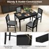 Giantex 5-Piece Dining Set for 4, Solid Wood Rectangular Table & 4 Chairs wtih Rubber Wood Legs, Kitchen Table and Chairs Set for Small Spaces Dinette Dining Room Restaurant (Rustic Brown)(Black+grey)
