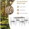 Giantex 5-Piece Dining Set for 4, Solid Wood Rectangular Table & 4 Chairs wtih Rubber Wood Legs, Kitchen Table and Chairs Set for Small Spaces Dinette Dining Room Restaurant (Rustic Brown)(Grey)
