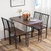 Giantex 5-Piece Dining Table Set, Mid-Century Kitchen Table Set for 4, Wooden Table & 4 Chairs with Metal Frame, Space-Saving Dinette Set for Small Place, Kitchen, Dining Room (Cherry Brown)